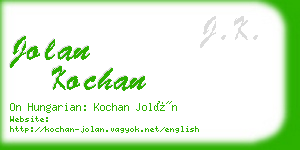 jolan kochan business card